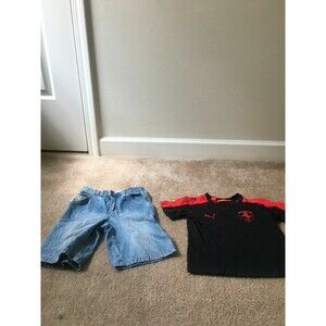 Toddler Boys 2 Piece Short Set Outfit Jean Shorts & Shirt Size 4T